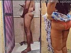 POV horny Indian stepmom caught in bathroom begs for deep pussy fuck