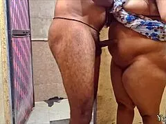 POV horny Indian stepmom caught in bathroom begs for deep pussy fuck