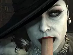 lady dimitrescu dominates with femdom deepthroat on massive cock in resident evil lingerie pmv
