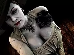 lady dimitrescu dominates with femdom deepthroat on massive cock in resident evil lingerie pmv