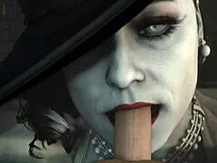 lady dimitrescu dominates with femdom deepthroat on massive cock in resident evil lingerie pmv