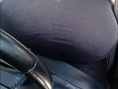 Stepmom flashes huge natural tits first rideshare driver day!