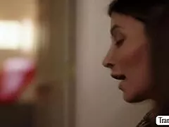 Shemale Stepmom's Tongue Teases Horny Stepteen Pussy Deep