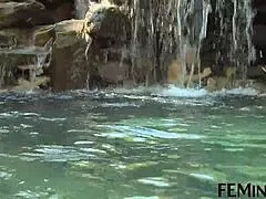 lesbian pool party turns steamy as brunettes finger wet pussies with toys