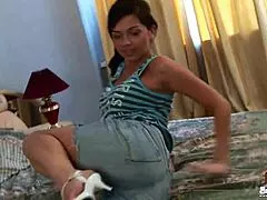 Do you like my tiny jean miniskirt? gonna strip it off slow 😏👖✨