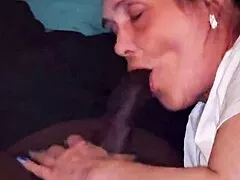 headrietta dreams up perfect gumjob for stepson with sloppy deepthroat and ball licking on bed