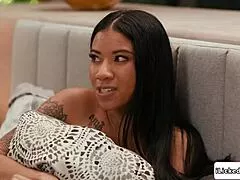 Stepdaughters swap turns devouring stepmom's wet pussy