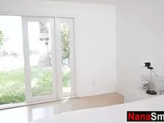 Threesome with stepgranny and stepmother fucking hard 😈👵 Old and young milfs taking turns on my cock!