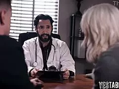 mature doctor gets so horny he fucks this big boobs curvy milf patient hard in office pov monster cock style