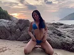 i pickup this stunning model girlfriend and fuck her tight holes on beach part 1