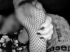 Sexy mommy teases in dress and stockings with no panties underneath