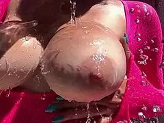 ohh italian big tits milf artemisia love plays her hot huge boobs outdoor water splashin hard nipples fetish