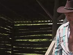 my small tits bounce during anal in the barn