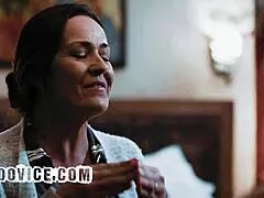 stepdad walks in on wife and stepdaughter playing in bed then jumps right in for the fun