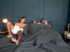 cuckolded husband hears stepmom and stepson fuck wildly in bedroom with ass shaking