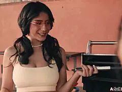 My stacked futa neighbors railed me hard then hosed me in cum shower 💦🍆😍