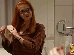 beautiful french redhead slut joyce tiny waist stretched by monster big black cock in lingerie pounding