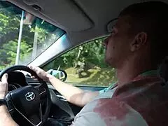risky public car blowjob turns into deepthroat pov titjob cumshot 😈💦