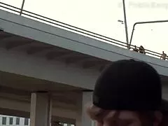 wanna cum in hot blonde teen's mouth during public street threesome orgy blowjob pussy fuck outdoor cumshot?