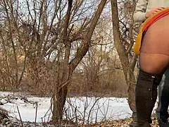 hey check out this hot stepmom peeing outside with me