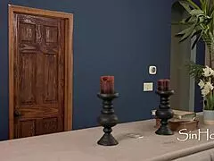 the naughty teen babysitter tempts her muscular client into quick cheating sex behind his wife's back