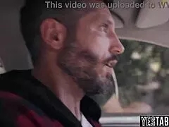 Stranded blonde milf's heart races as stranger's big cock fills her hairy pussy outdoors