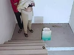 sister-in-law sneaks quick fuck on stairs during secret heated meeting