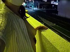 japanese wife masturbates lewdly in apartment hallway