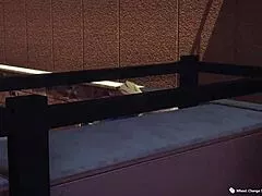 Sexy blonde asian in tight jeans jacket gets outdoor public blowjob handjob cumshot fingering hardcore