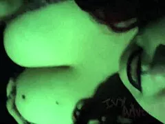 Can this chubby redhead goth handle my huge dildo on her big nipples? 😏