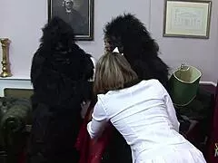 ever wonder how a rabbit thief milf gets group fucked by monkey outfit guys and blonde?