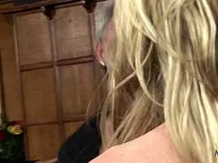 Blonde Mature Secretary Sucks Boss Cock and Partner's Before Bent Over Facial