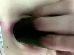 Milf's Cucumber Anal Squirt Tease