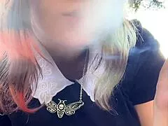 my heart races watching alt milf smoke in thong outback