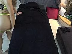 Cheating wife screams through real orgasm on massage bed