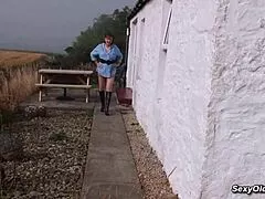 Huge Tits Granny Allison Fingers Herself Wild Outdoors on Desk!