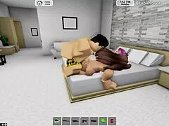 Guy with big dick cums hard with two hotties on bed