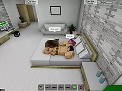 Guy with big dick cums hard with two hotties on bed