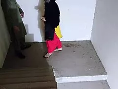 my horny sister-in-law waits on stairs ready for rough bedroom fuck