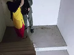 my horny sister-in-law waits on stairs ready for rough bedroom fuck