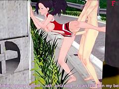 Hentai Anime Momo Yaoyorozu: O desenho animado Momo Yaoyosozu é fodido por trás em POV