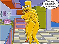 Sexy huisvrouw Marge kreunt van genot als ze een creampie in al haar gaatjes krijgt in een anime Hentai video