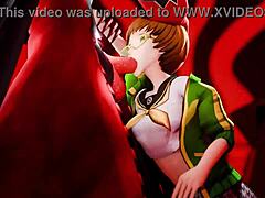 Chie et Yukiko dans un sexe animé chaud avec Adachi de Persona 4