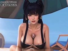 Sexy Nyotengu in 3D action