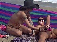 Naked couple enjoys steamy beach encounter