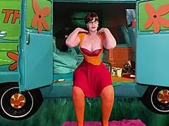 granny carmen as velma sucks cock deep then rides to creampie! 🔥💦