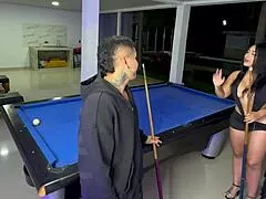 chica universitaria gets fucked hard after billiards while boyfriend's gone pov doggystyle creampie