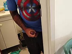 maid's mom drops chores to teach young stud how to stroke his cock right before creampie