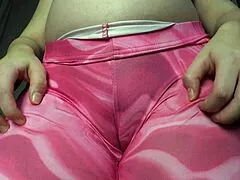 Indian stepsis cameltoe tease in leggings leads to vibrator ass orgasm