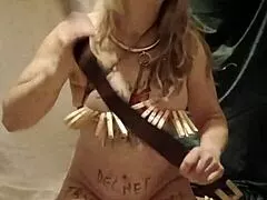 French Housewife Slave Bound in Bondage with Clamps Belt Dildo Submission Auto Session